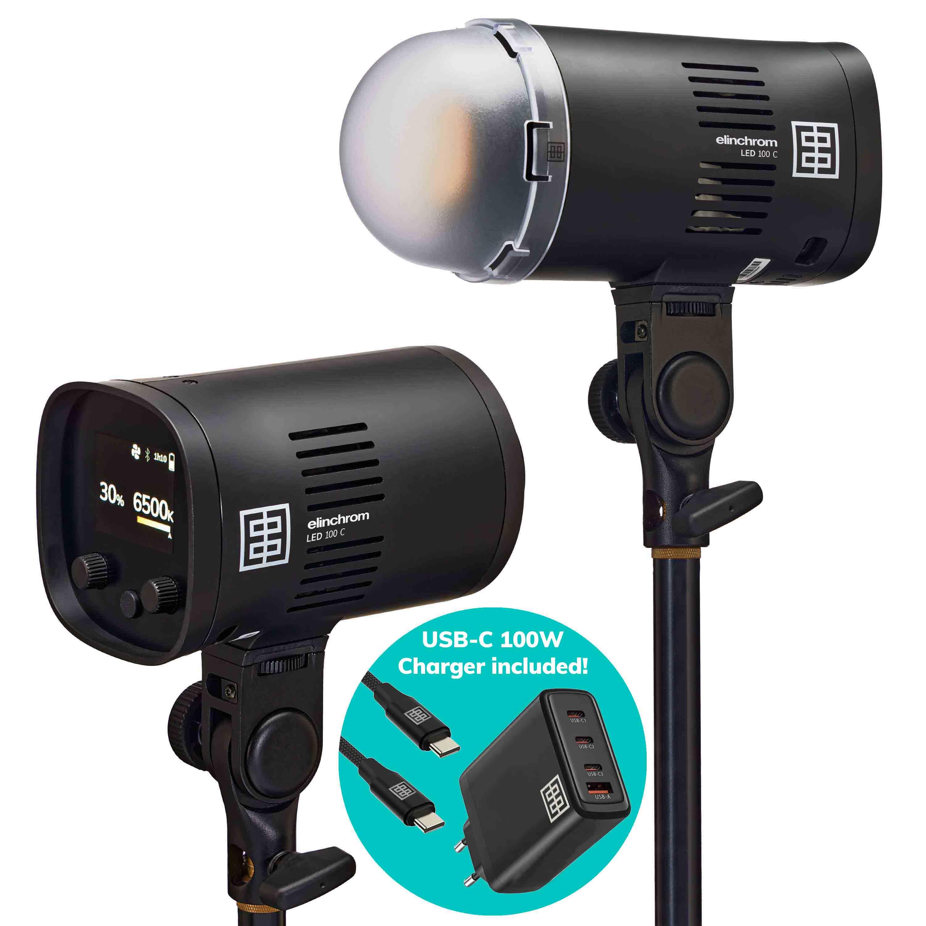 Tled Kit Led Elinchrom LED 100 C LED Light Dual Kit with Charger
